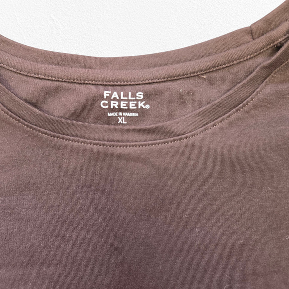 Falls Creek Rich Dark Brown Basic Mid Weight Long Sleeve Crewneck Top Size XL - Picture 3 of 7